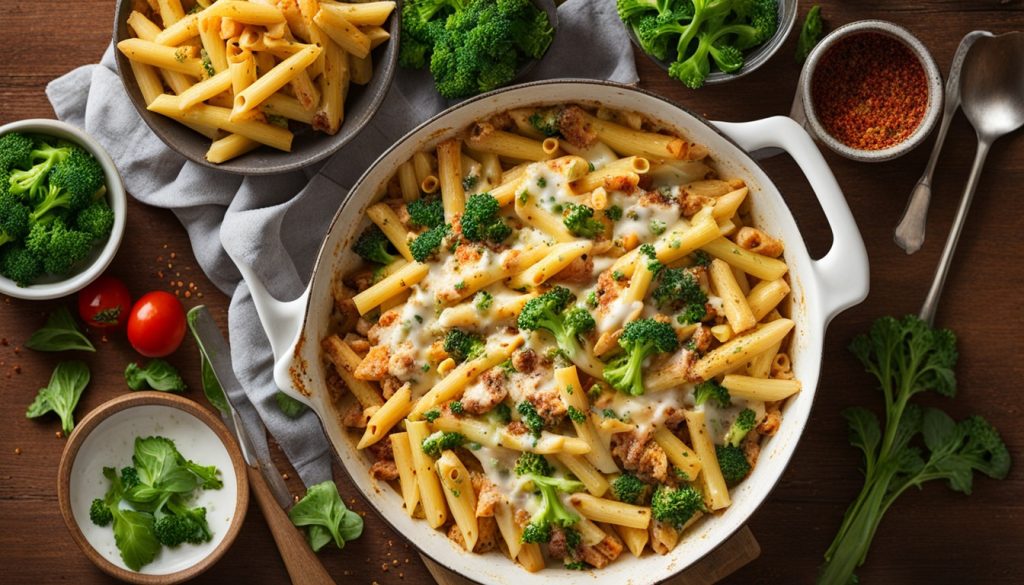 mom's chicken and broccoli baked ziti